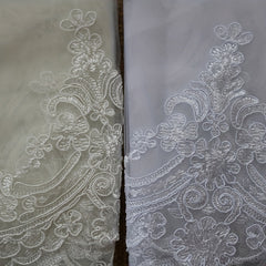 Ivory Cathedral Bridal Veil Lace Floral Edge