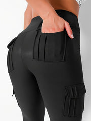 High Waist Yoga Pants With Pockets Stretch Workout Leggings For Women