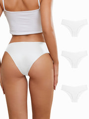3pcs Seamless Solid Briefs Women's Panties