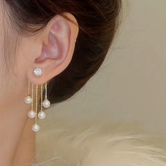 Women Tassel Pearl Earrings Classic Jewelry For Girls