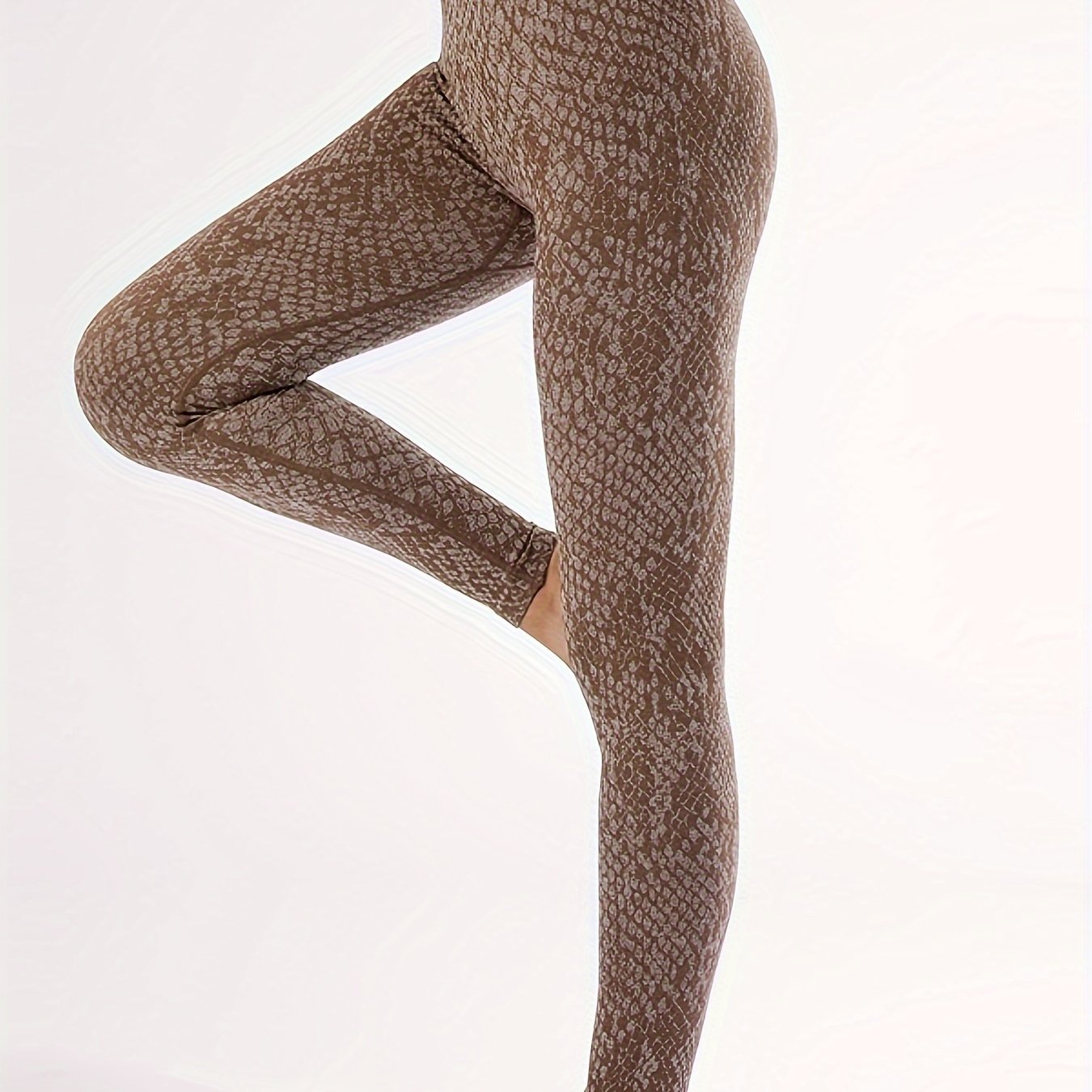 Snakeskin Print Sports Leggings High Waist Workout Tight Pants