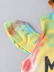 Toddler Tie Dye Outfit 2pcs Hoodie & Pants Set LOVE Print