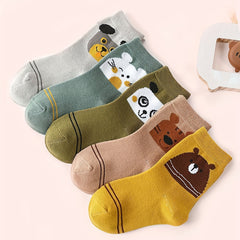 Boys Cartoon Animal Print Socks Cotton Crew Socks Kids Accessories