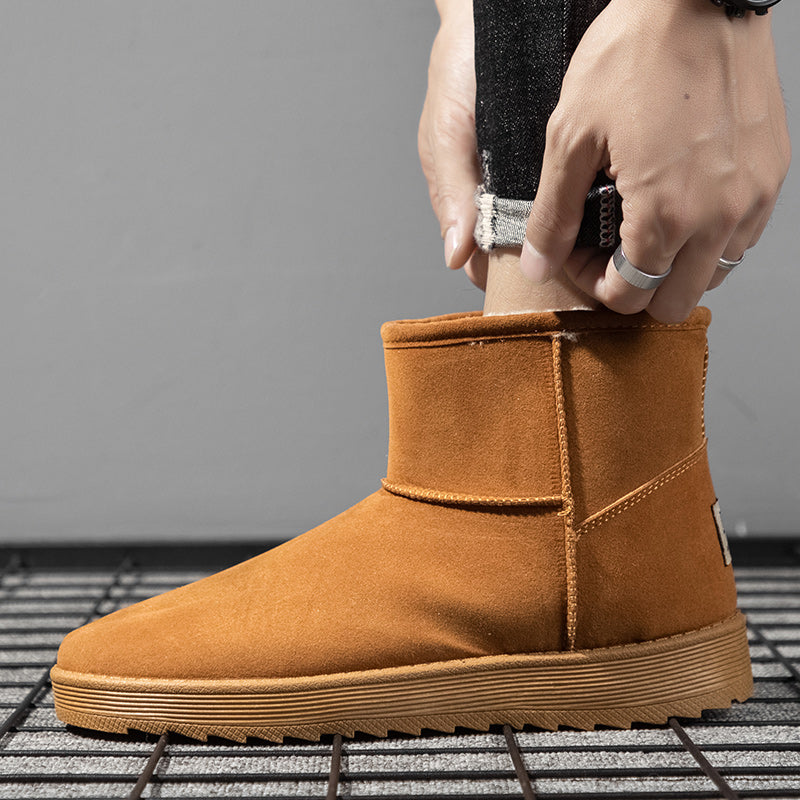 Men's Short Snow Boots Fleece Lined Winter Cotton Shoes