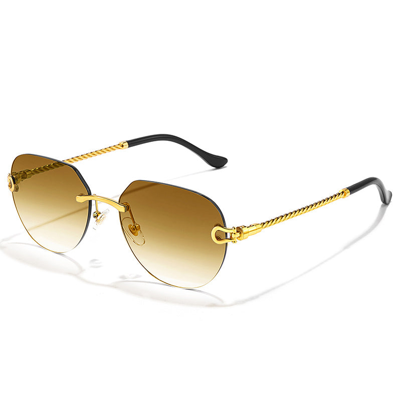 Hip Pop Vintage Rimless Gradient Sunglasses