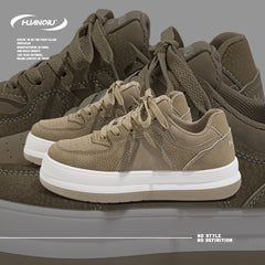 HUANQIU Women's Thick Sole Lace-up Skate Shoes Comfy Platform Sneakers