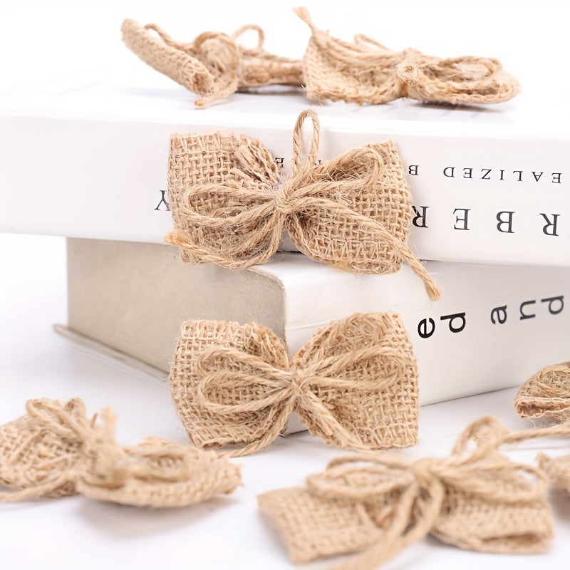 5pcs Sackcloth Bow Double Rope Cloth DIY Craft Decoration