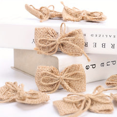 5pcs Sackcloth Bow Double Rope Cloth DIY Craft Decoration