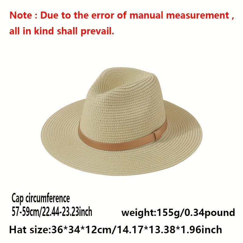 Straw Sun Hat Jazz Fedora Cap Unisex Beach Hats For Women Men