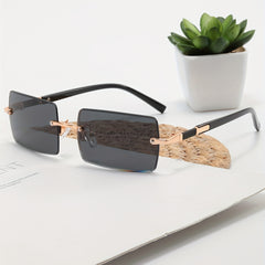 Rectangle Rimless Sunglasses UV400 Anti Glare Glasses