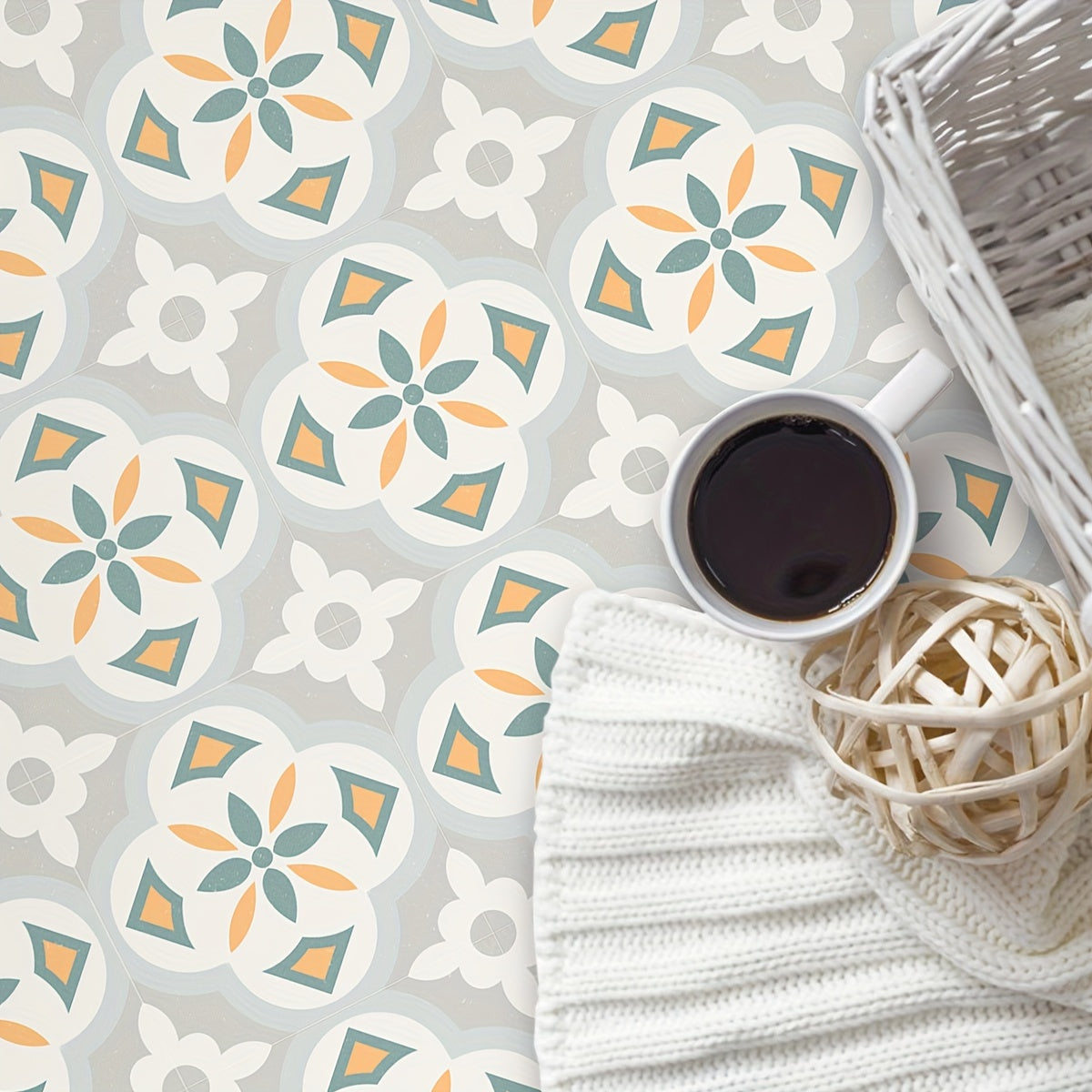 Bohemian Flower Tile Stickers - Set of 12