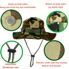Cowboy Hat Wide Brim Fishing Hat Windproof Sun Hat