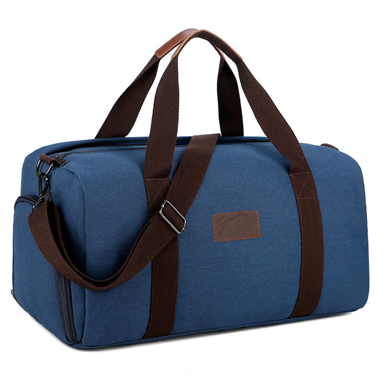Solid Canvas Travel Bag Telescoping Handle Duffel Bag