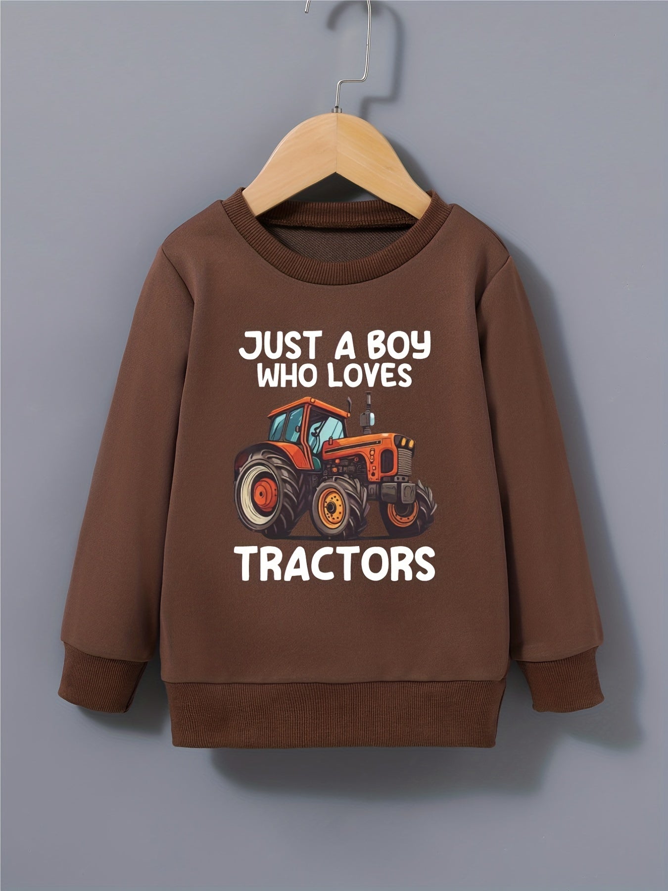 Boys Tractor Sweatshirt Long Sleeve Pullover Top