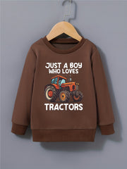Boys Tractor Sweatshirt Long Sleeve Pullover Top