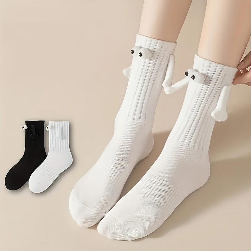 2 Pairs Men's Magnetic Crew Socks Novelty Cotton Winter Style