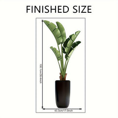 Tropical Palm Leaf Wall Decals Green Potted Plant Stick-On