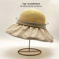 Double Stitching Sun Hat Hollow Out Breathable Bucket Hats Wide Brim Travel