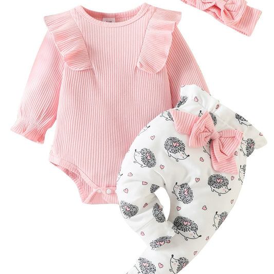 Baby Girls Long Sleeve Romper Pants Set