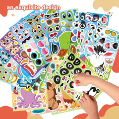 Animal Mix and Match DIY Face Stickers Single Use Rectangle Shape