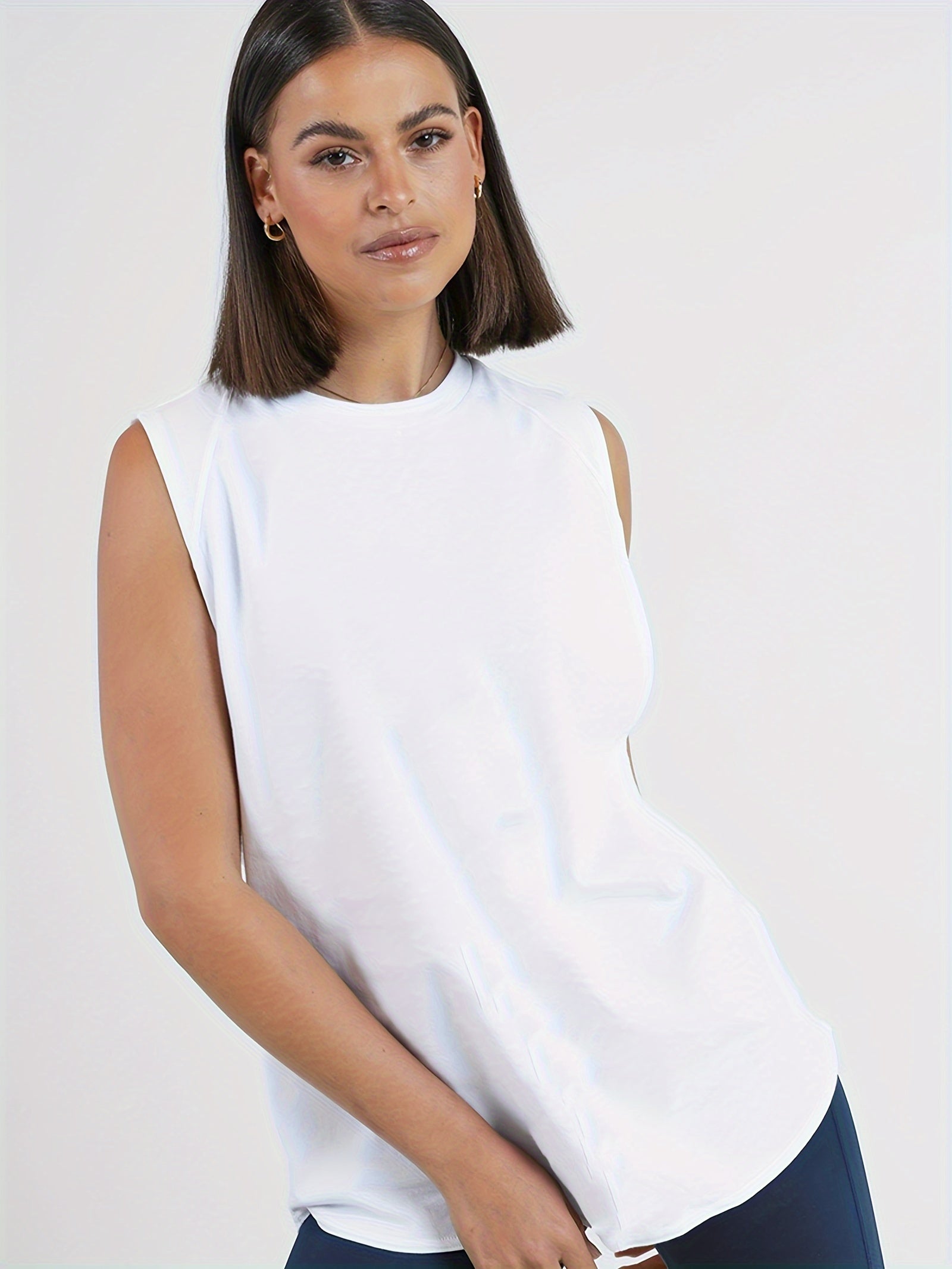 Solid Sleeveless Top Sports Running Tank Top