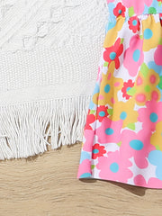 Toddler Girls Bikini Tankini Swimsuit Floral Graphic Ruffle Trim Set