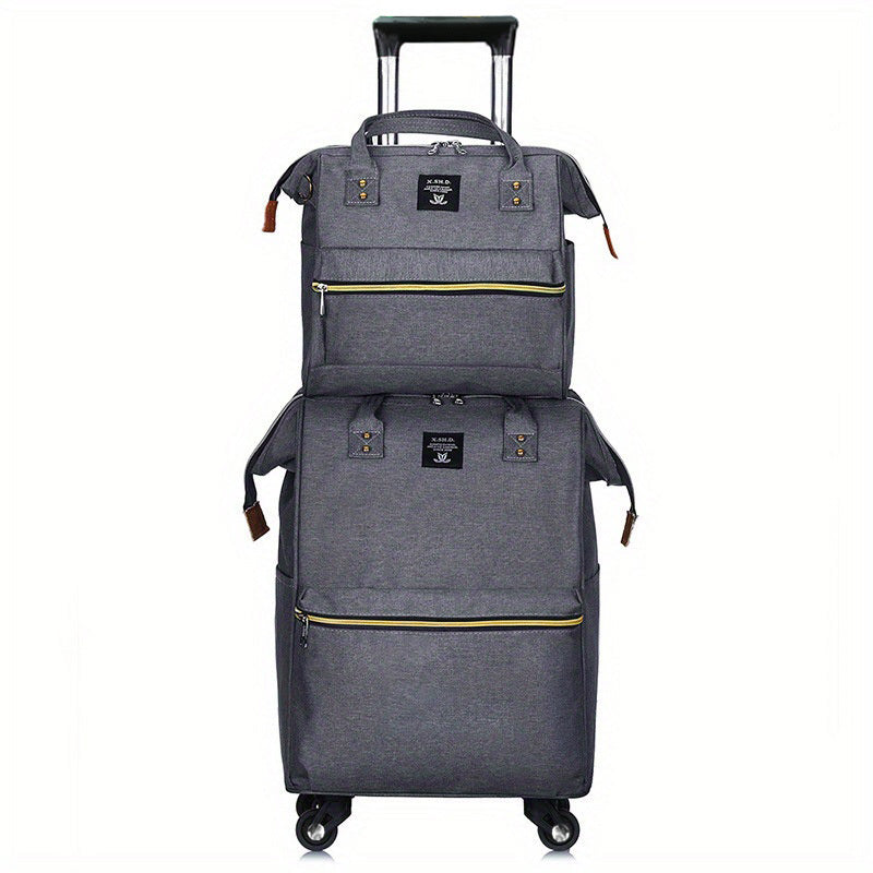 2 Pcs Oxford Bull Pull Rod Bag Duffle Double Shoulder Back Set Travel Case
