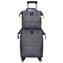 2 Pcs Oxford Bull Pull Rod Bag Duffle Double Shoulder Back Set Travel Case