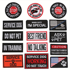 J CARP 15pcs Service Dog Patches Embroidered Fastener Hook And Loop Patch