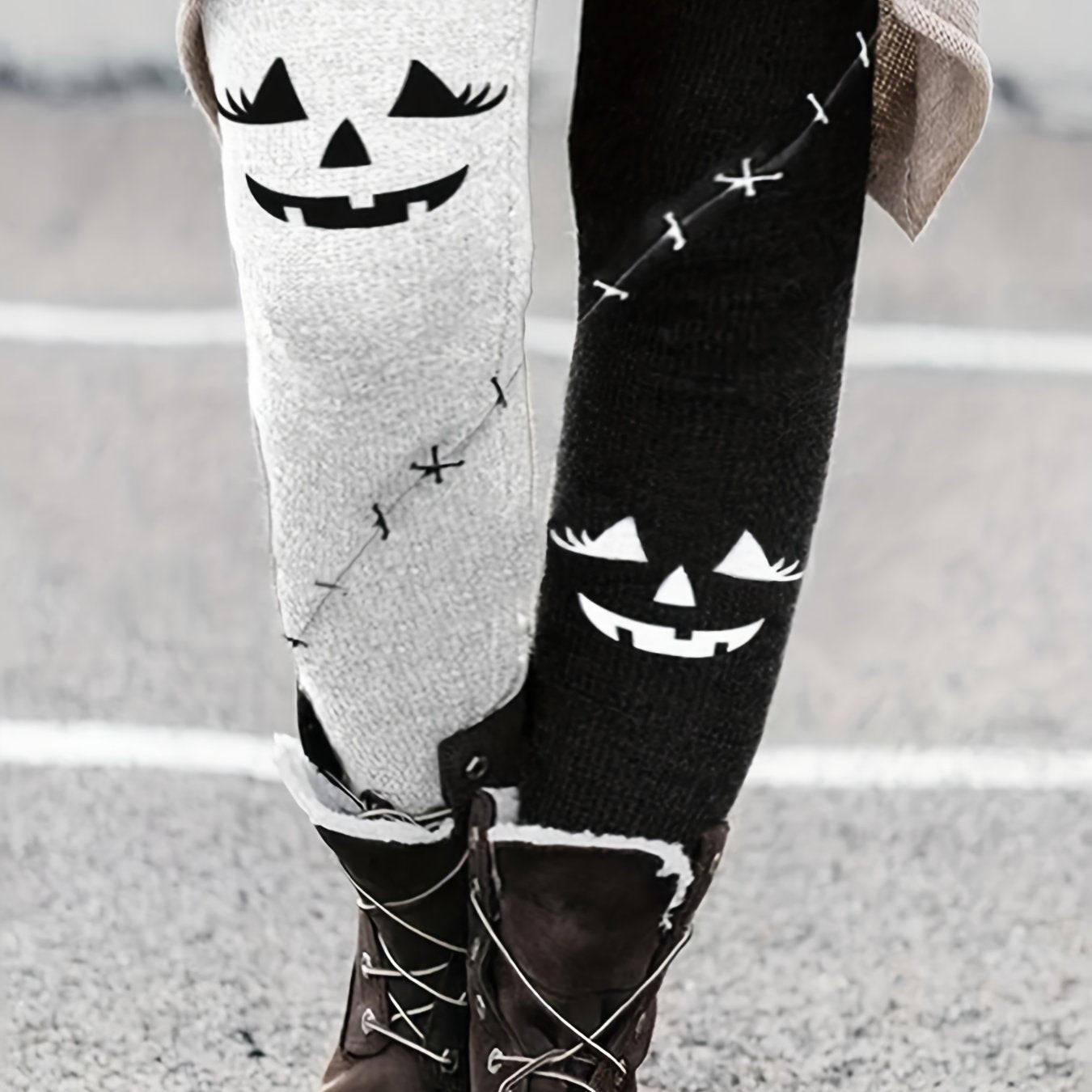 Halloween Casual Pants Women's Colorblock Skinny Leggings