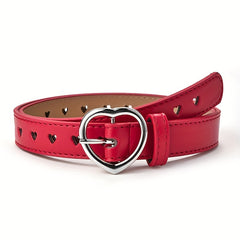 Girls Faux Leather Belt with Peach Heart Buckle