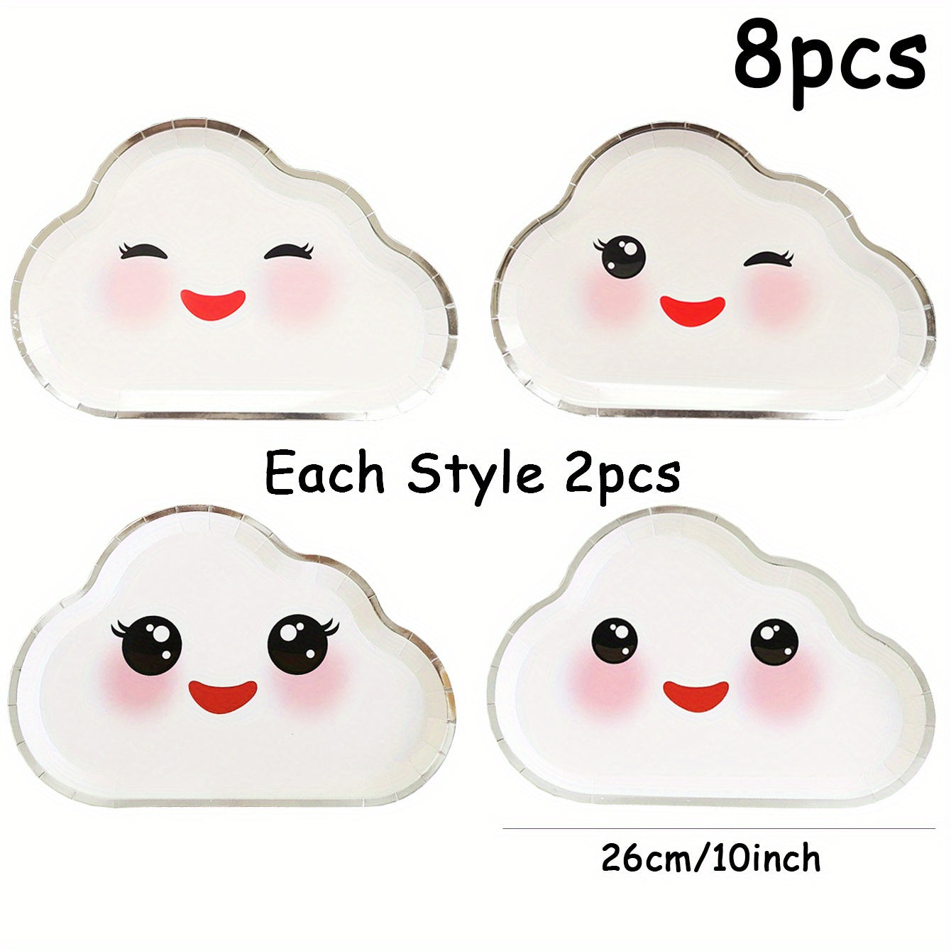 8pcs Rainbow Cloud Disposable Paper Plates for Parties & Weddings