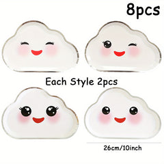 8pcs Rainbow Cloud Disposable Paper Plates for Parties & Weddings