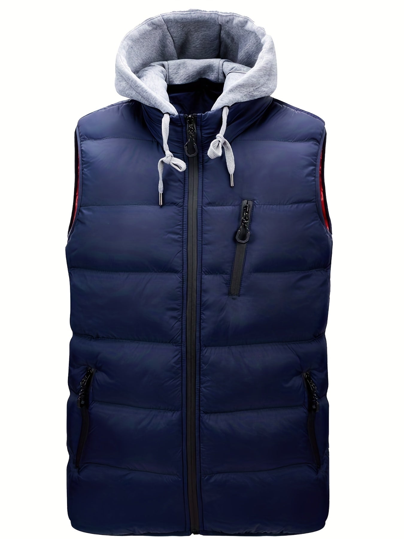 Men's Hooded Winter Vest Zip Up Casual Zipper Pockets