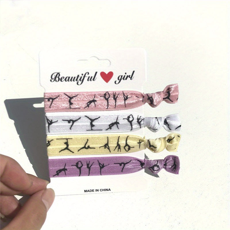 4pcs Gymnastics Sports Elastic Headband Hair Accessories for Girls