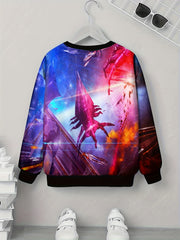 3D Space Machine Print Boys Sweatshirt Long Sleeve Top