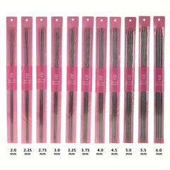 11Pcs Knitting Stainless Steel Needle Kit 2.0-6.0mm Straight Sweater Needle