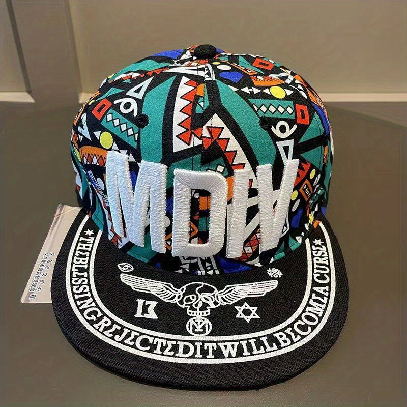 Skull Print Embroidery Baseball Cap Colorful Graffiti Print Sports Hat