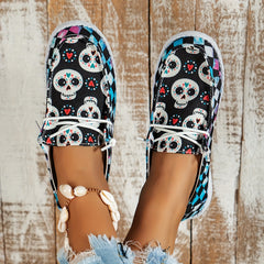 Halloween Skeleton Ghost & Plaid Low Top Sneakers
