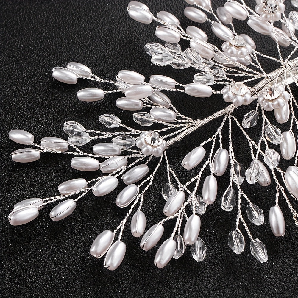 Bridal Wedding Hair Clip Barrette Rhinestone Faux Pearl Headwear