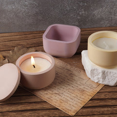DIY Cement Jar Silicone Mold Gypsum Candle Holder With Lid Resin Mold