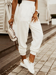 Elastic Waist Pants Long Length Summer Workout Pants Women's Clothing