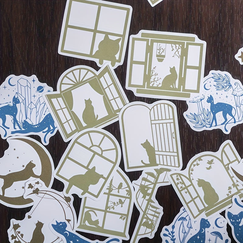 20 Sheets Cat Mixed Hollow Stickers for DIY Craft Journal