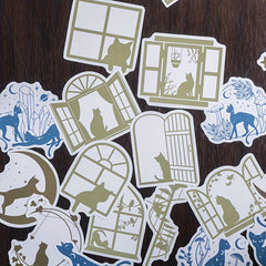 20 Sheets Cat Mixed Hollow Stickers for DIY Craft Journal