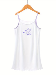 Girl's Cartoon Rabbit Print Nightgown PJ