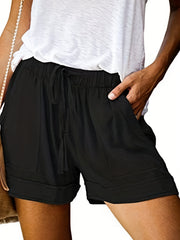 Boho Floral Print Tie Waist Shorts Vacation Elastic Drawstring Summer Shorts