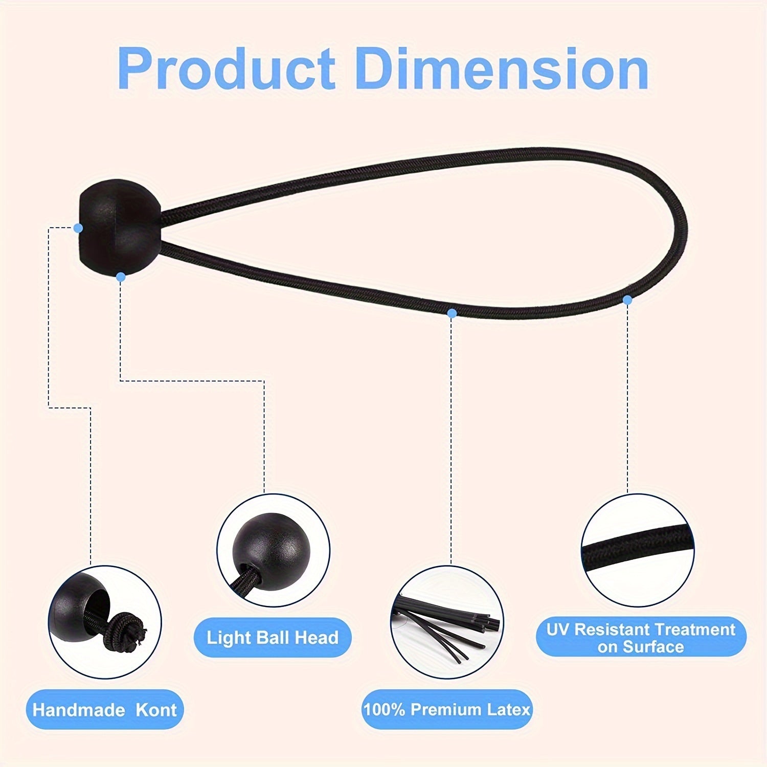 30pcs 7.62cm Bungee Cords with Balls - Heavy Duty Tie Down Strap Cord - 3 Size
