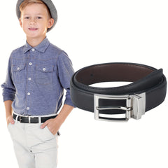 Classic PU Leather Double Sided Adjustable Waist Belt for Boys