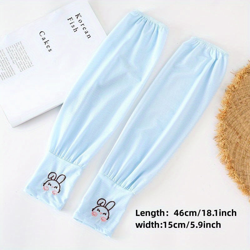 Rabbit Embroidery Ice Sleeve Elastic Loose UV Protection Long Sleeves