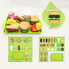 Burger Restaurant Toy Set with Fries and Pizza